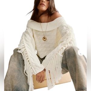 Lovers + Friends Off-Shoulder White Sweater